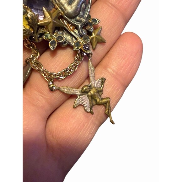 VTG Multi Charm Brooch Pendant W/ Fairy, Angel, Butterfly, & Clock - Picture 2 of 4